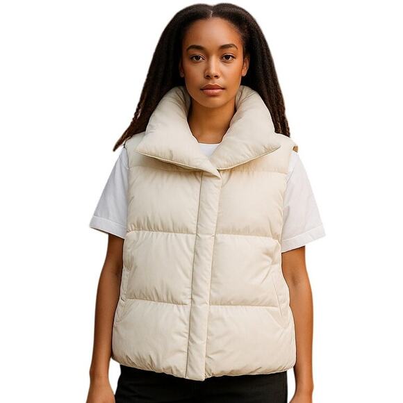 Gogg Puffer Vest Womens Small Off White Full Zip - Picture 9 of 9